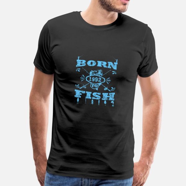 

born to fish angle angeln 1992 t shirt men printed tee shirt round collar clothing graphic authentic spring cool shirt