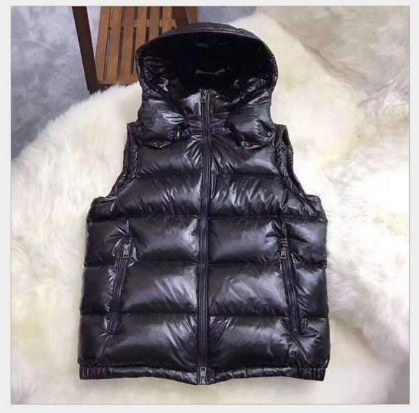 

french detachable hooded new men's down vest autumn winter men's thermal vest large size hooded bright side men's vest, Black