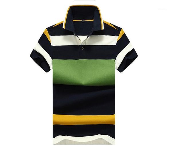 

turn down collar short sleeves contrast color mens polo shirts designer striped printed regular tee casual mens, White;black