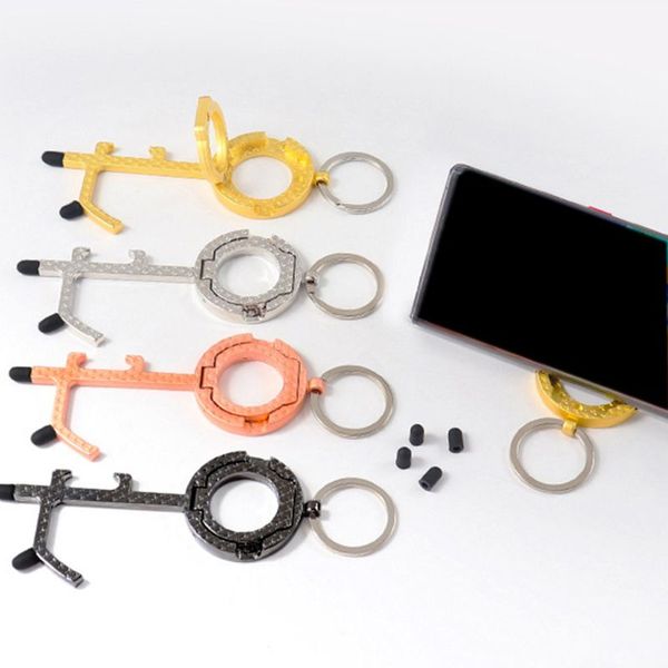 

non-contact door starter bottle opener phone holder screen button elevator contactless press pen keychain hygiene, Silver