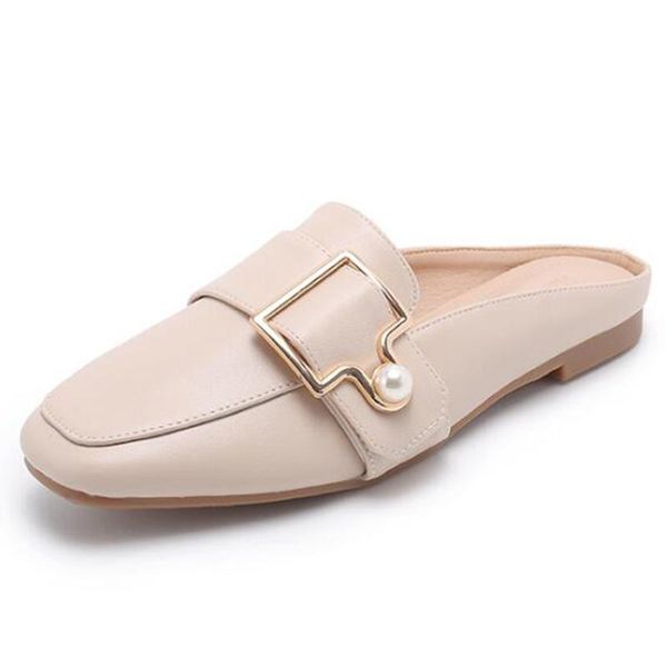 

summer new women mules 2020 women baotou slippers womens fashion metal decoration ladies casual flat female outdoor shoes kl405, Black