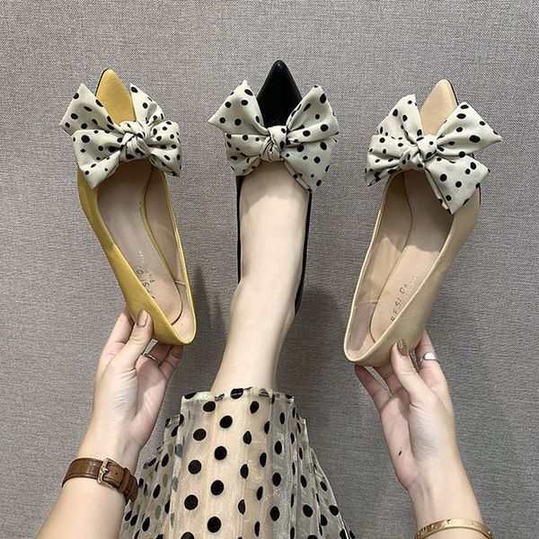 

мода скольжению на насосах mid пяток женская обувь элегантные bowknot делопроизводство кожа одиночные обувь женщина остроконечные toe партии, Black