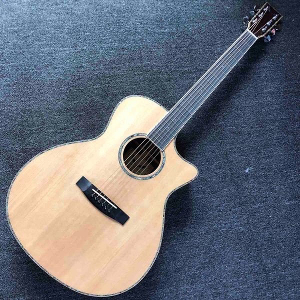 

custom 41 inch gps14s acoustic guitar arm rest abalone ebony fingerboard matte finish solid spruce top