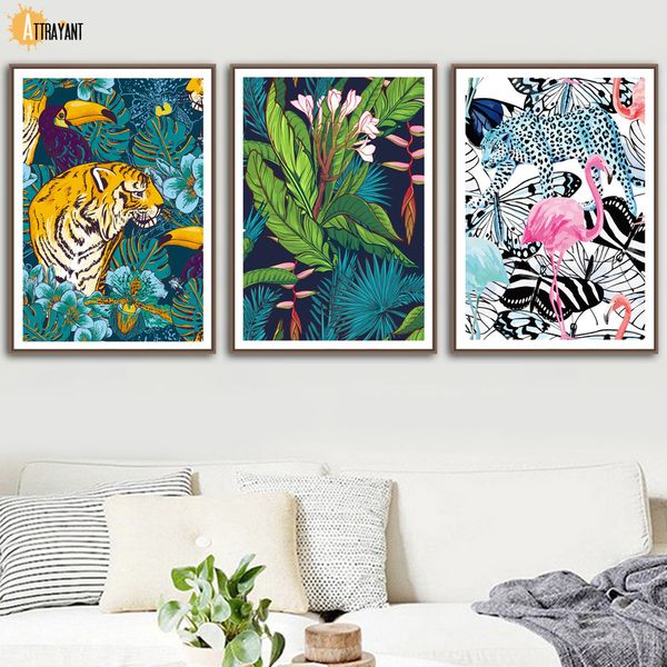 

tiger flamingo leopard зебра монстера wall art холст картина скандинавские постеры и распечатывает настенные картины для гостиной декор