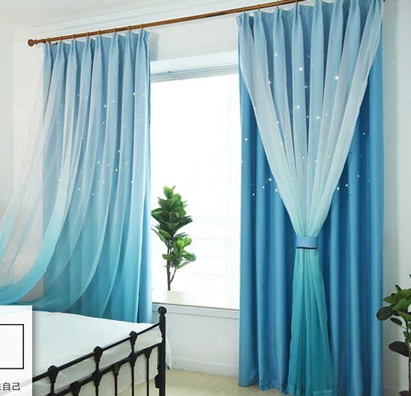 

korean lace hollow star curtain double shading curtain suitable for bedroom living room pink dream princess curtains
