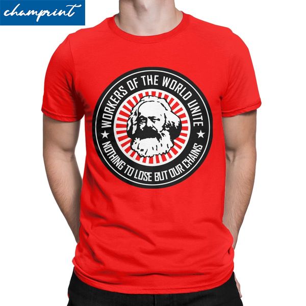 

men's t-shirts karl marx workers unite novelty pure cotton tees communism marxism socialism t shirts crew neck new arrival