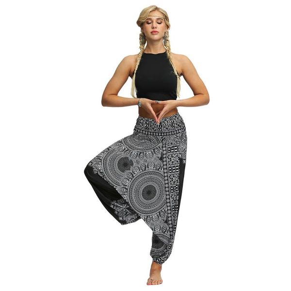 

casual print women yoga bloomers baggy boho fashion dance loose trousers, White;red
