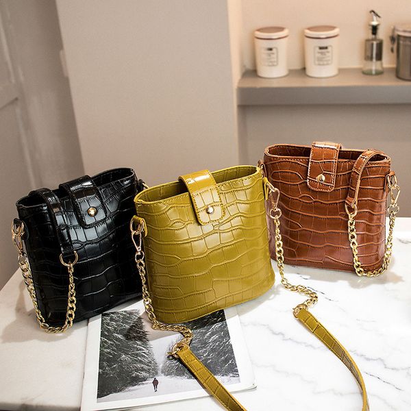 

crocodile pattern bucket bag wild large capacity messenger shoulder bag handbags pu leather women shoulder bag