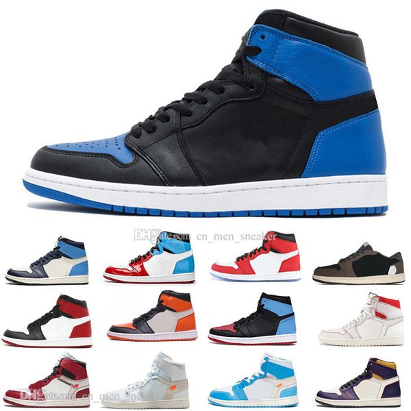 

1 1s obsidian men basketball shoes unc to chicago fearless bloodine black toe racerl blue multi mens womens designer trainer sports sneakers, White;red