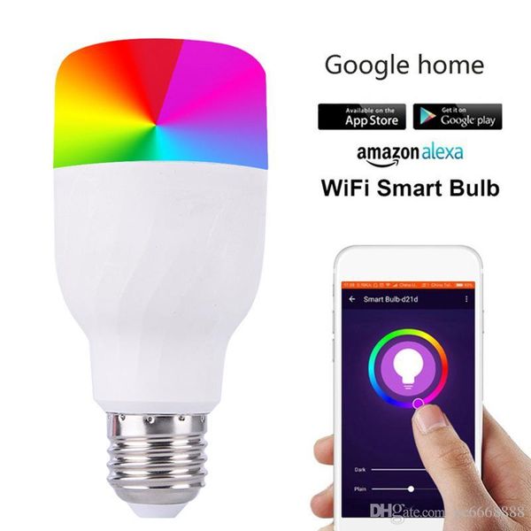 

cgjxswifi smart light bulbs smart led bulb 7w dimmable e27 rgb bulb no hub required work with alexa google home compatible ios android