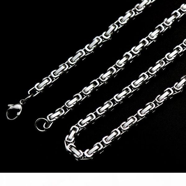 

mens necklace chains 6mm silver byzantine box link stainless steel chain neckalaces for men