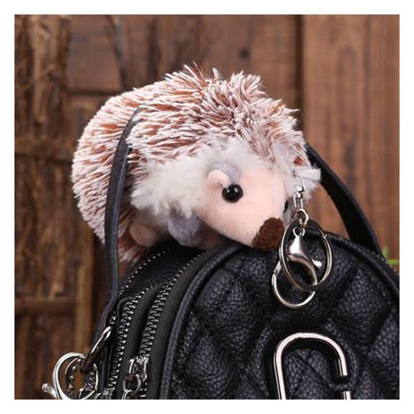 

10cm cute hedgehog plush keychain creative cartoon mobile phone bag pendant animal plush key ring, Silver