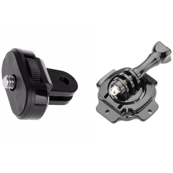 

2 pcs accessories: 1 pcs 360 degree rotation helmet mount with screw glue & 1 1/4 inch screw mini tripod adapter