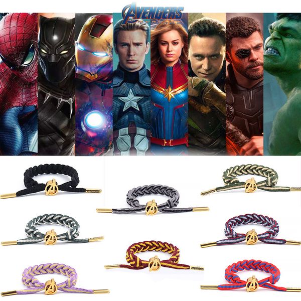 

marvel the charm braided leather bracelet iron man woven bracelets & bangles for women men, Red;blue