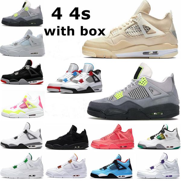 

sail 4 mens basketball shoes deep ocean neon metallic pack royalty cactus jack white cement 4s pure money trainers men sports sneakers 7-13