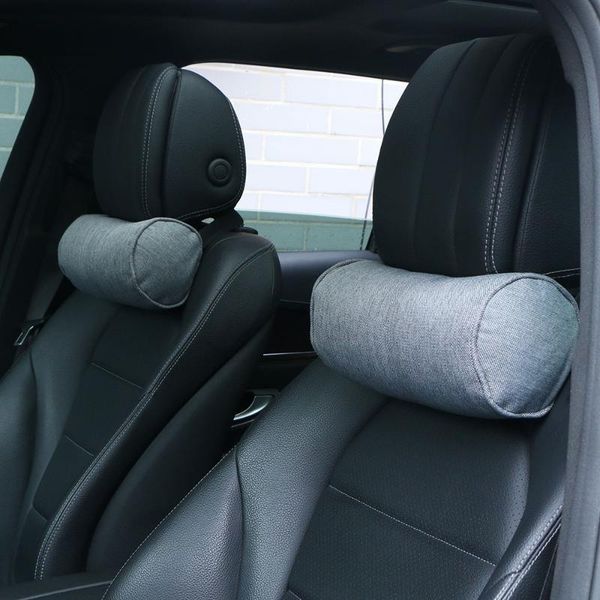 

1 pc car pillow linen cylindrical headrest car long-distance rest headrest protection cervical vertebra auto pillow