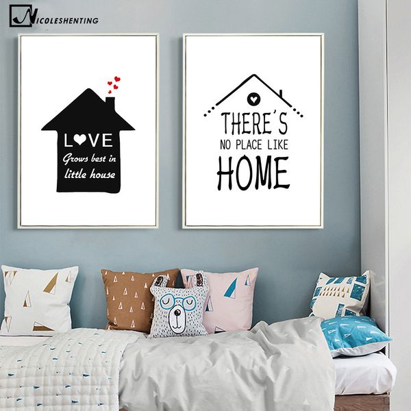 

nordic love home motivational quotes poster art canvas minimalism painting black white wall picture modern home room decoration