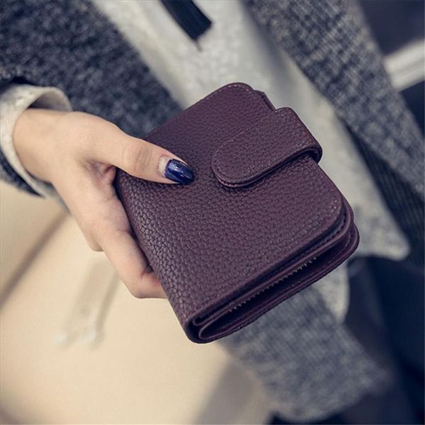

fashion women black leather wallet coin purse money bag small wallet and purse mini zipper hasp short lady purse crad holder, Red;black