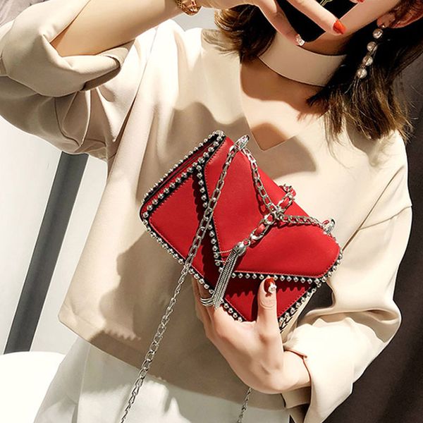

fashion small square bag women designer handbags 2020 high-quality pu leather crossbody bag rivet tassel chain shoulder bags new