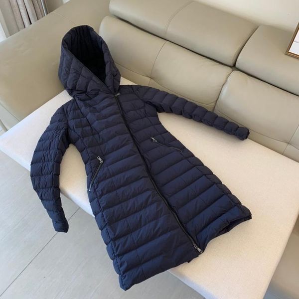 

2020 new ladies fashion long sleeve hooded collar mid-length down jacket 0722, Black