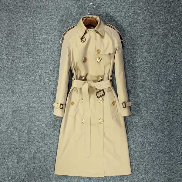

2020 new trench coat women's long british style slim coat, Tan;black