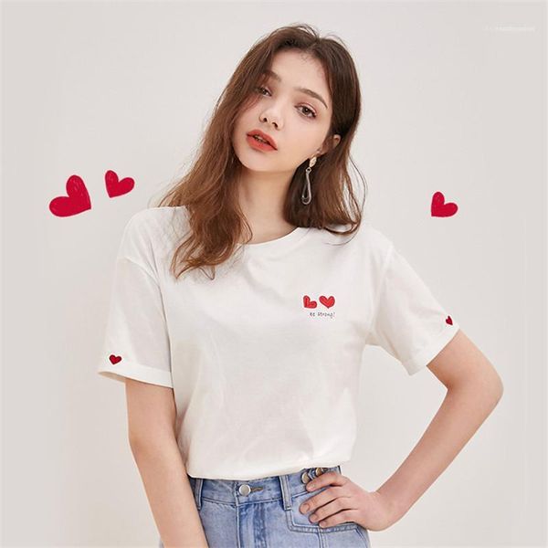

fashion casual tees love and letter print woman tshirt designer short sleeve loose womens summer crew neck, White