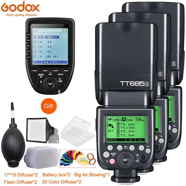 

3x godox685685c685n685s685f685o 1/8000sl flash speedlite + xpro trigger for fuji
