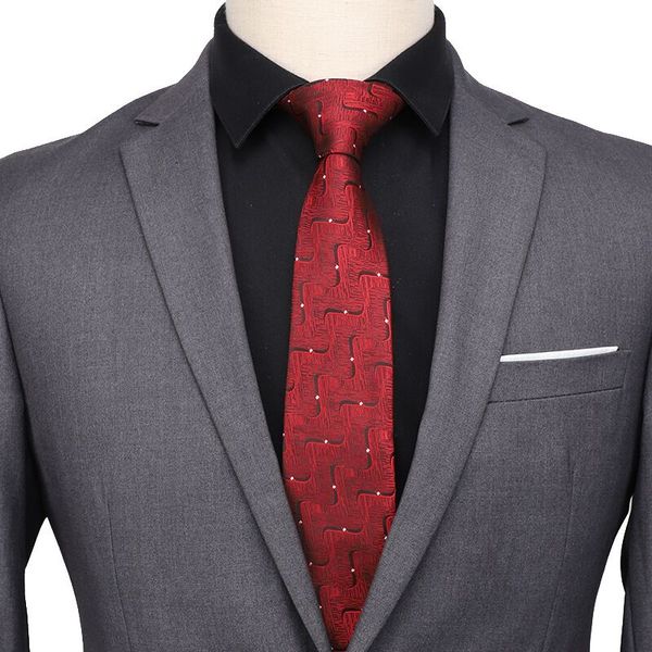 

shennaiwei 7cm neck ties corbatas tie for men shirt accessories jacquard striped, Black;gray