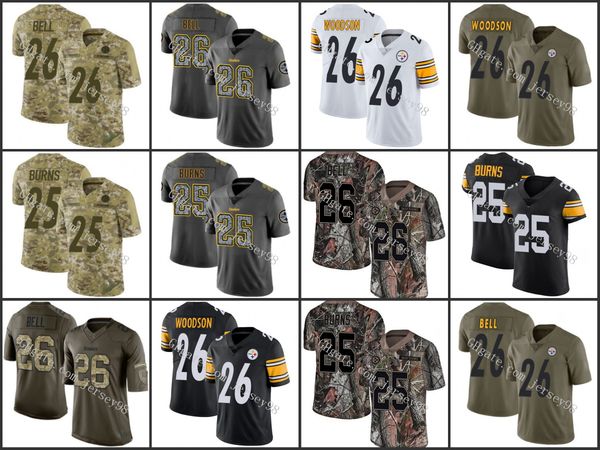 

pittsburgh steelers green 25 artie burnsred 26 le'veon bellcolo stitched football vapor untouchablerjersey, Black;red