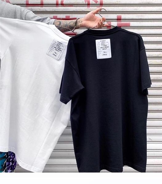 

20ss luxury europe france vetements back material label patchwork tshirt fashion mens designer t shirts women clothes casual cotton tee, White;black