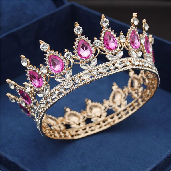 

crystal vintage royal queen rose tiaras and crowns bridal pageant prom diadem hair ornaments wedding hair jewelry accessories, Golden;silver