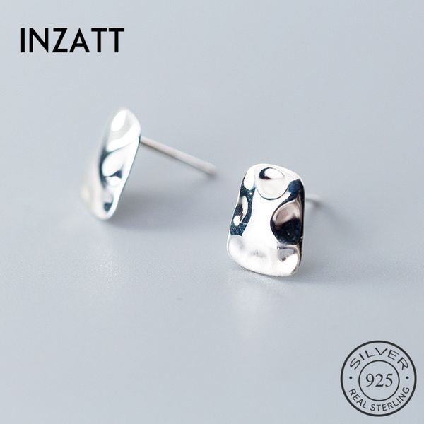 

inzareal 925 sterling silver bump irregular geometric stud earrings for elegant women birthday party rock fashion jewelry, Golden;silver