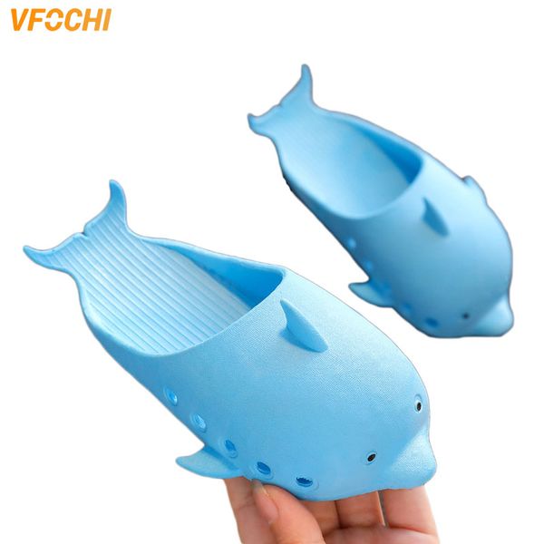 

vfochi 2020 new boy girl summer slippers beach shoes for kids girl casual slip-on dolphin shoes children boy slipper, Black;grey