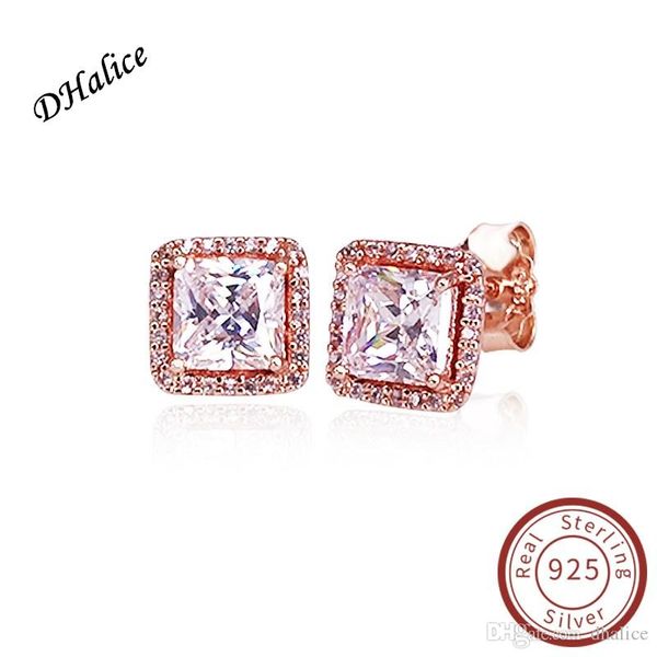 

authentic 100% 925 sterling silver rose gold captured hearts earring with full cz studs earrings for women wedding gift fine pandora, Golden;silver