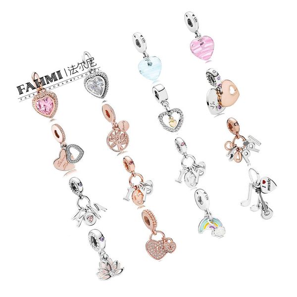 

wpennyi 100% 925 стерлингового серебра charm rose игристые love heart pendant семья наследие rose любовь locks висячие возлюбленный, Black