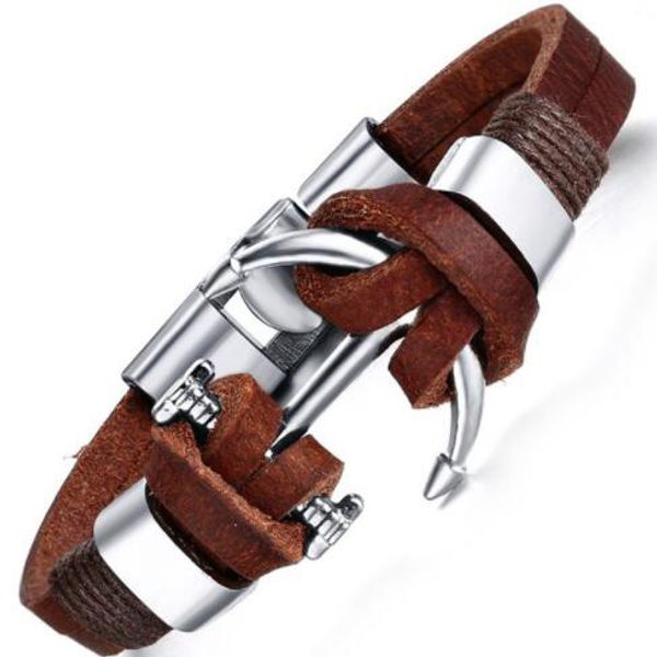 

anchor buckle bracelets 21cm european and american jewelry wholesale fashion anchor hip hop men's bracelets, Golden;silver