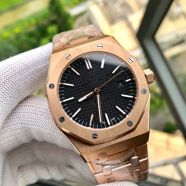 

316l stainless steel mens watches calendar full automatic men mechanical movement watch 41x13mm montre de luxe orologio di lusso v1, Slivery;brown