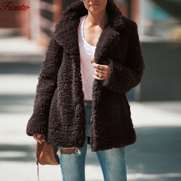 

women's fur & faux fashion 2021 winter women coat imitation lamb cardigan warm thicken outerwear female zf11198, Black