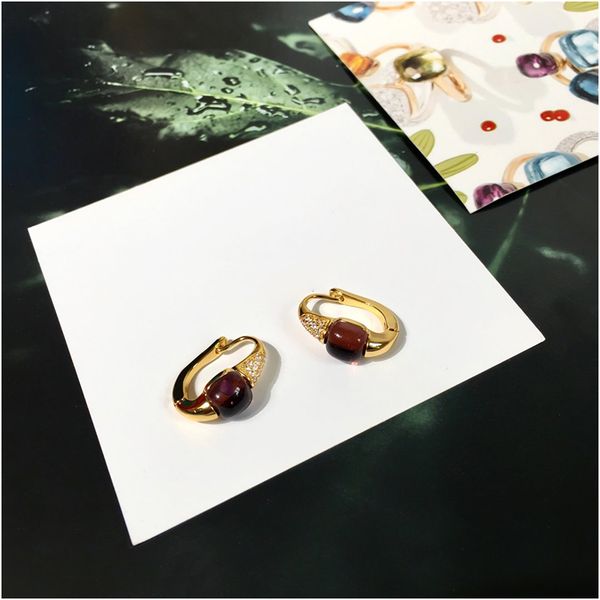 

personalized fashion colored diamond earrings for women gold hoop earrings luxury designer jewelry women with box, White