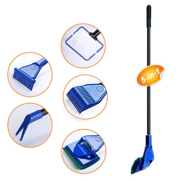 

aquarium очистка инструментов fish tank водоросли вакуумная гравий очистители 5 in1 fish tank brush