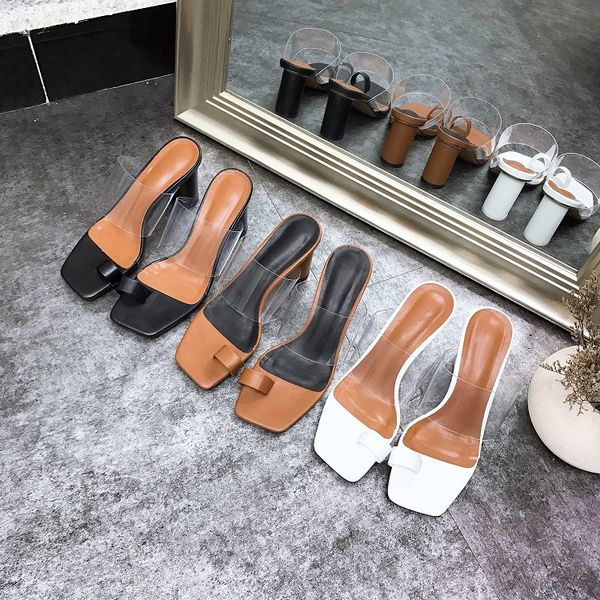 

transparent film high heels, round heels, sandals, open-toed fishmouth women's shoes, fashionable new thick heels and high heels, Black