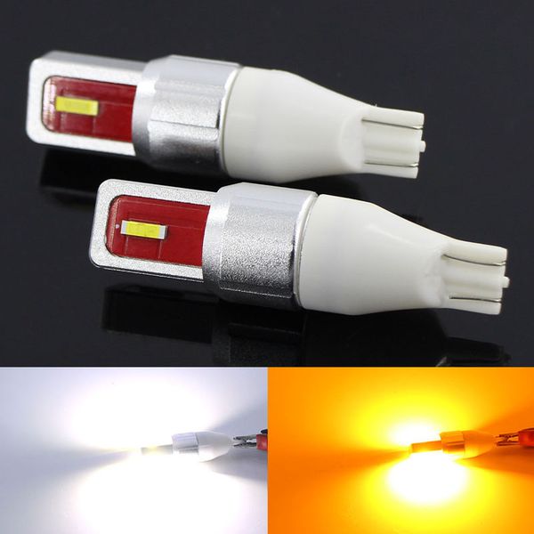 

2pcs t15 led bulb w16w led 920 921 912 lamp super bright car reverse backup lights rear turn light 2000lm white yellow 12v auto