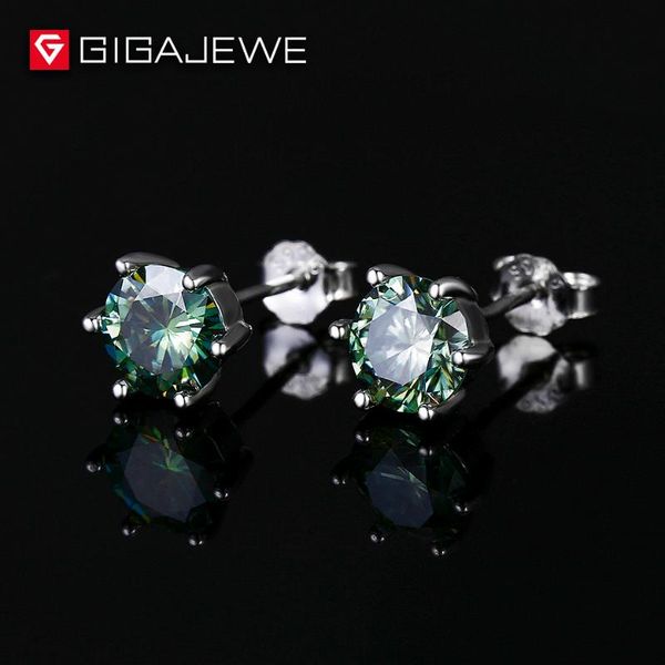 

gigajewe round cut серебряные серьги шпильки 0.8ct ювелирные изделия зеленый цвет муассанит камень серьги для женщин мода, Golden;silver