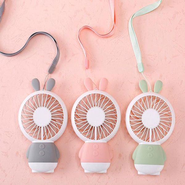 

cgjxscgjxssummer rabbit bear panda led light mini usb fan handheld portable usb lanyard fan for children students kids