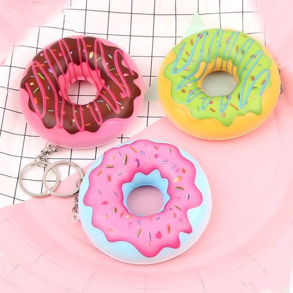 

new slow rebound donut pu simulation food model children's decompression vent toy keychains accessories wholesal, Slivery;golden