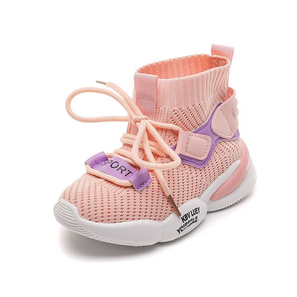 

winter kids shoes sock sneakers flying woven breathable leisure child sports shoes running boys infant toddler girls sneakers, Black