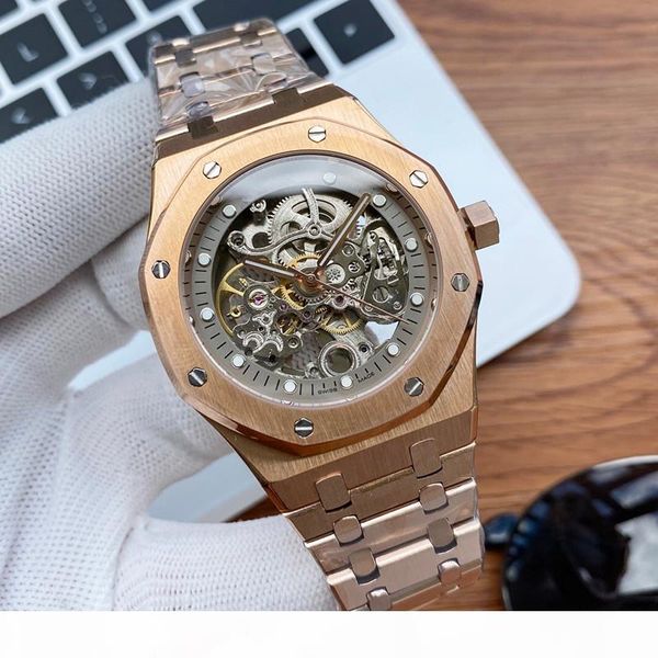 

mens watch dial hollow out 316l stainless steel automatic mechanical men watches movement 43mm montre de luxe 1i, Slivery;brown