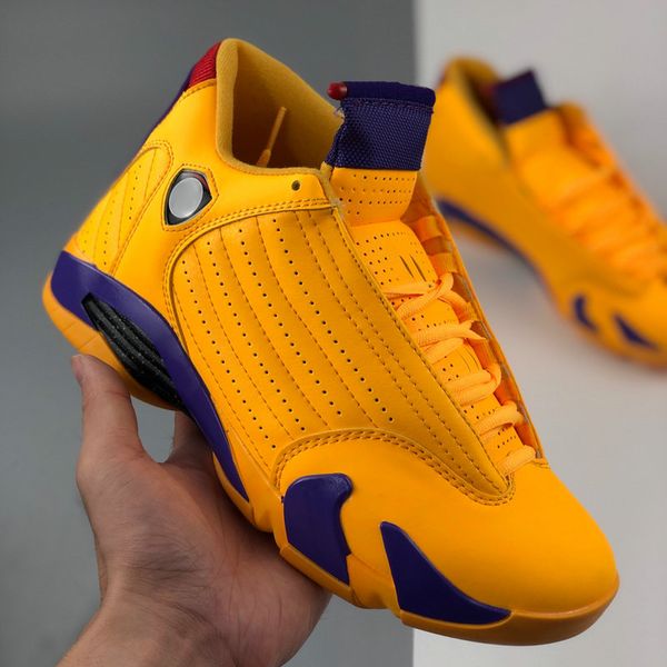 

2020 new jumpmans 14 14s xiv mens university gold yellow purple basketball shoes man sports sneakers trainers des chaussures zapatos size 13, White;red