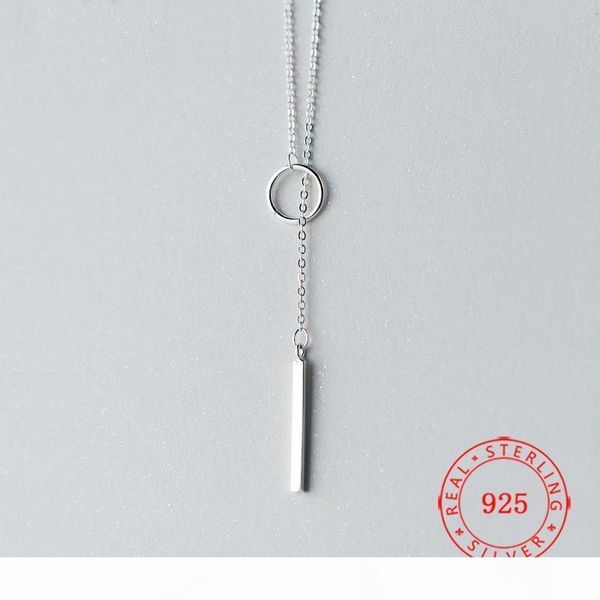 

100% 925 sterling silver circle strip bar pendant necklaces adjustable chain necklaces for women wedding jewelry gifts long chain necklace