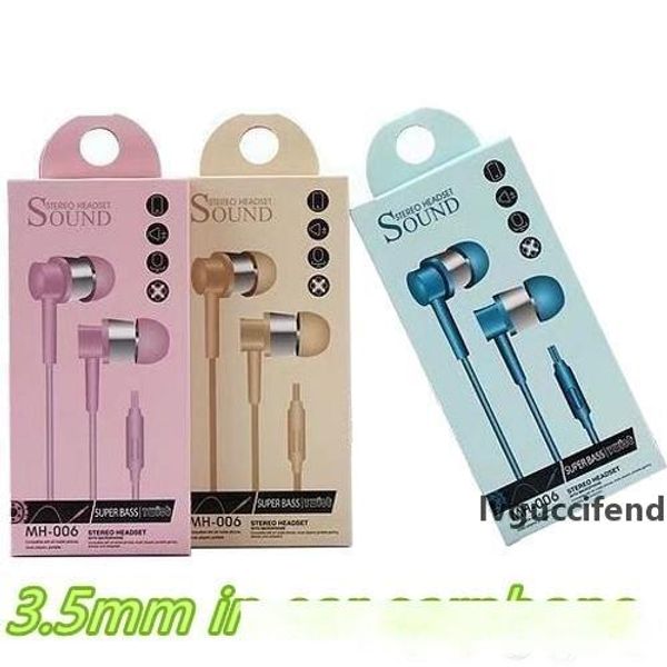 

new arrival earphones 3.5mm earbuds in ear earphone ear phones headset mh-006 headphone with mic for samsung iphone htc huawei mq200